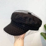 Street Style Newsboy Denim Beret with Mesh Lace Flat Cap for Women-Women's Caps-Arimonz-Arimonz