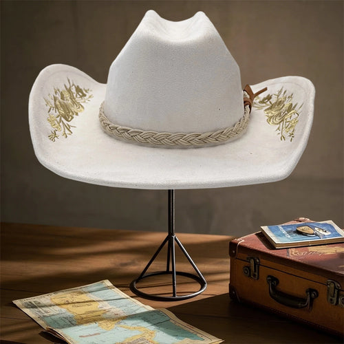 Stylish Cowboy Hat Vintage Embroidery Wide-Brim Western Fashion Hat-Hats-Arimonz-Arimonz