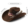 Stylish Cowboy Hats with Feather and Wide Brim Trendy Fedora Caps for Outdoor Activities Unisex Fashion Accessories-Arimonz-Arimonz