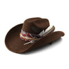 Stylish Cowboy Hats with Feather and Wide Brim Trendy Fedora Caps for Outdoor Activities Unisex Fashion Accessories-Arimonz-Arimonz