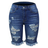 Summer Denim Shorts Mid Waist Ripped Frayed Hem Stretchy Jean Shorts-Denim Shorts-Arimonz-Arimonz
