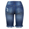 Summer Denim Shorts Mid Waist Ripped Frayed Hem Stretchy Jean Shorts-Denim Shorts-Arimonz-Arimonz