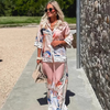 Summer Elegant Printed Half-Sleeve Top and Loose Wide-Leg Pants Set-Wear To Work Sets-Arimonz-Arimonz