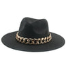 Summer Fedora with Chain Belt Sun Straw Panama Outdoor Beach Hat-Hats-Arimonz-Arimonz