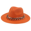 Summer Fedora with Chain Belt Sun Straw Panama Outdoor Beach Hat-Hats-Arimonz-Arimonz