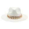 Summer Fedora with Chain Belt Sun Straw Panama Outdoor Beach Hat-Hats-Arimonz-Arimonz