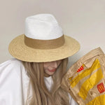 Summer Raffia Spliced Sunshade Straw Beach Hat Sunscreen Women Hat-Summer Hats-Arimonz-Arimonz