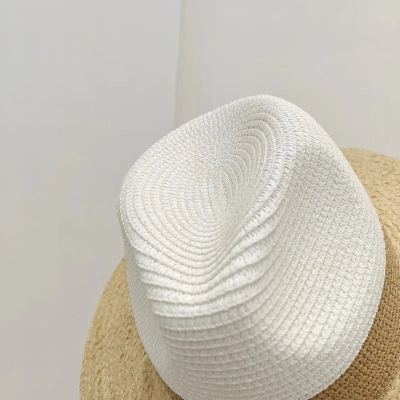 Summer Raffia Spliced Sunshade Straw Beach Hat Sunscreen Women Hat-Summer Hats-Arimonz-Arimonz