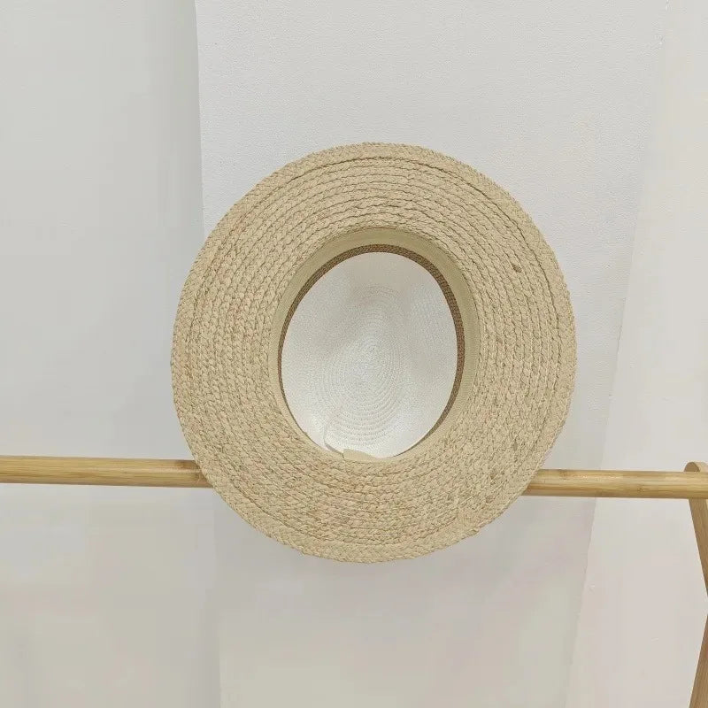 Summer Raffia Spliced Sunshade Straw Beach Hat Sunscreen Women Hat-Summer Hats-Arimonz-Arimonz