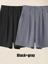 Summer Shorts Loose Ventilate Solid High Waisted Short for Women-Shorts-Arimonz-Black and gray-S-Arimonz