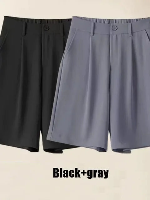 Summer Shorts Loose Ventilate Solid High Waisted Short for Women-Shorts-Arimonz-Black and gray-S-Arimonz
