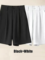 Summer Shorts Loose Ventilate Solid High Waisted Short for Women-Shorts-Arimonz-Black and White-S-Arimonz