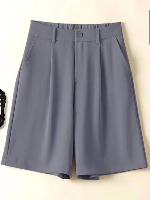Summer Shorts Loose Ventilate Solid High Waisted Short for Women-Shorts-Arimonz-Grey-S-Arimonz