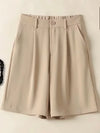 Summer Shorts Loose Ventilate Solid High Waisted Short for Women-Shorts-Arimonz-Khaki-S-Arimonz