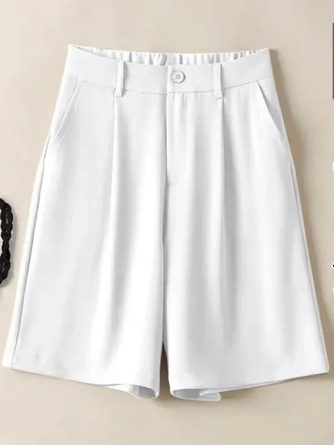 Summer Shorts Loose Ventilate Solid High Waisted Short for Women-Shorts-Arimonz-White-S-Arimonz