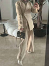 Tassel Design Asymmetric Button Fit Blazer and High Waist Loose Pants-Wear To Work Sets-Arimonz-Arimonz