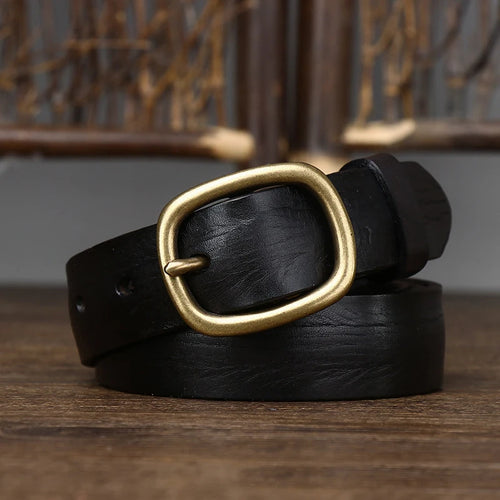 Thick Cowskin Strap with Copper Pin Buckle Retro Genuine Leather Belt-Belts-Arimonz-Arimonz