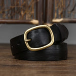 Thick Cowskin Strap with Copper Pin Buckle Retro Genuine Leather Belt-Belts-Arimonz-Black-95cm/37in-Arimonz