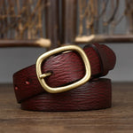 Thick Cowskin Strap with Copper Pin Buckle Retro Genuine Leather Belt-Belts-Arimonz-Red brown-95cm/37in-Arimonz