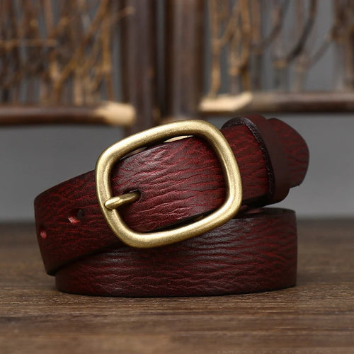 Thick Cowskin Strap with Copper Pin Buckle Retro Genuine Leather Belt-Belts-Arimonz-Arimonz