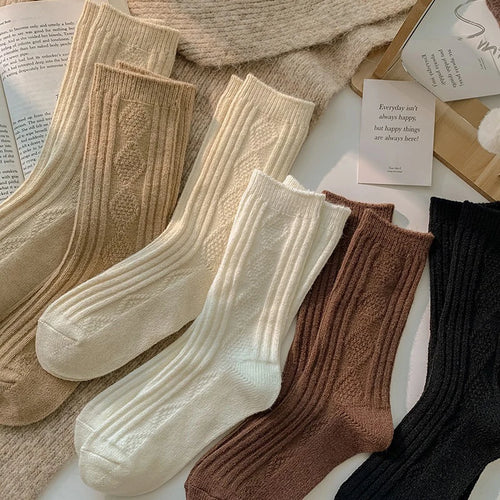 Thicken Thermal Cashmere Wool Solid Color 6 Pairs Winter Warm Socks-Socks & Tights-Arimonz-Arimonz