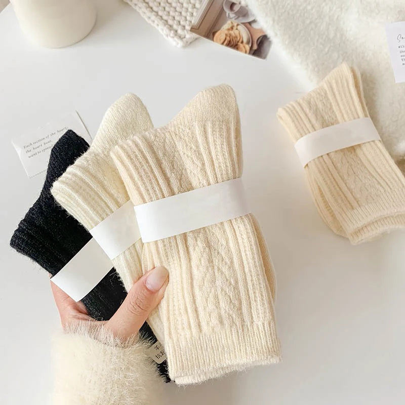 Thicken Thermal Cashmere Wool Solid Color 6 Pairs Winter Warm Socks-Socks & Tights-Arimonz-Arimonz