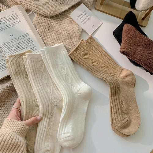 Thicken Thermal Cashmere Wool Solid Color 6 Pairs Winter Warm Socks-Socks & Tights-Arimonz-Arimonz