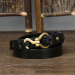 Thin Genuine Leather Cowskin Belt Decorative Waist Belt For Jeans-Belts-Arimonz-Arimonz