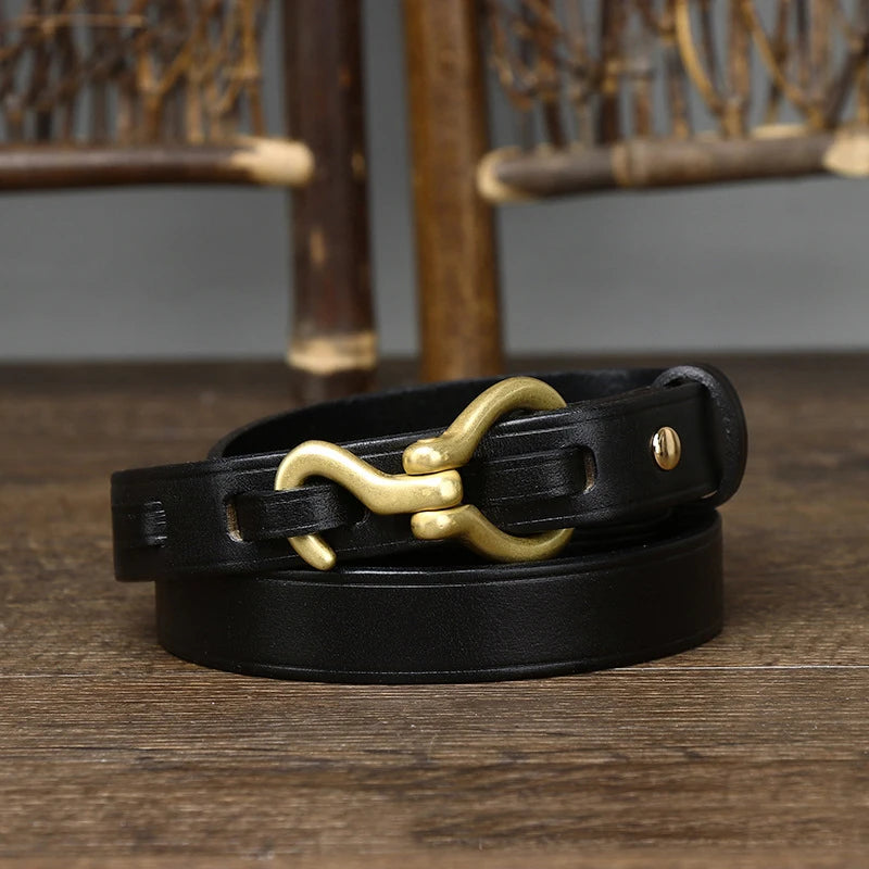 Thin Genuine Leather Cowskin Belt Decorative Waist Belt For Jeans-Belts-Arimonz-Arimonz