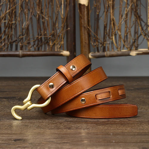 Thin Genuine Leather Cowskin Belt Decorative Waist Belt For Jeans-Belts-Arimonz-Arimonz
