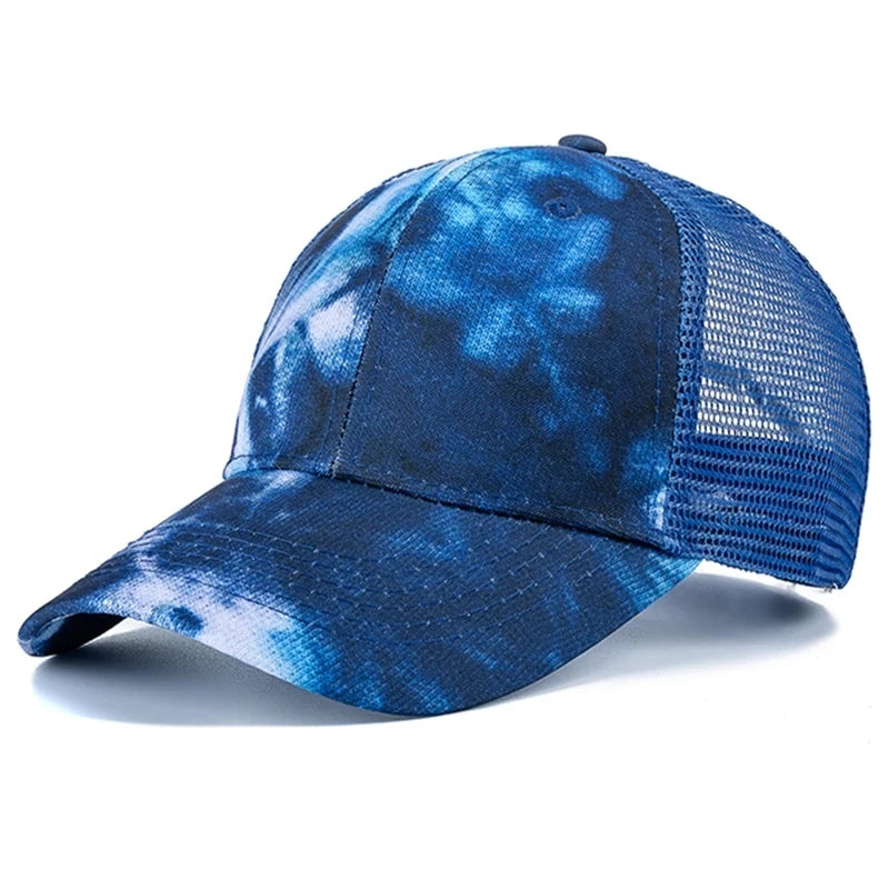 Tie-Dye Baseball Cap Multicolor Irregular Print Streetwear Outdoor Hat-Women's Caps-Arimonz-Navy Blue 2-21-23in-Arimonz