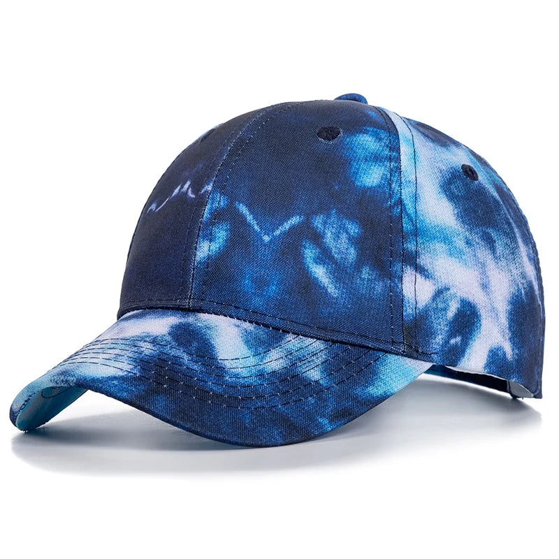 Tie-Dye Baseball Cap Multicolor Irregular Print Streetwear Outdoor Hat-Women's Caps-Arimonz-Navy Blue-21-23in-Arimonz