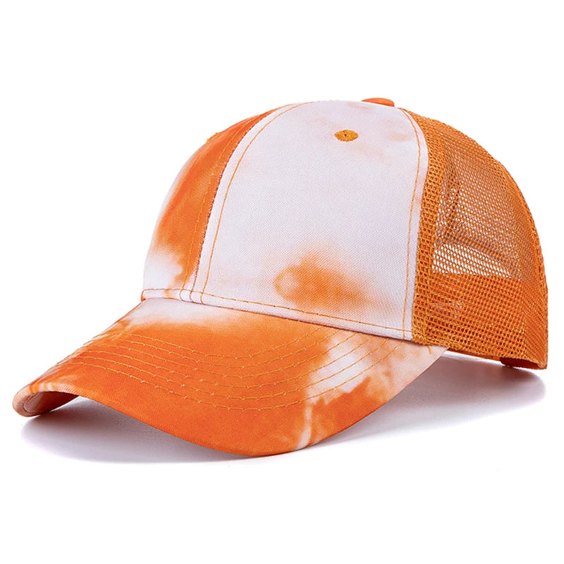Tie-Dye Baseball Cap Multicolor Irregular Print Streetwear Outdoor Hat-Women's Caps-Arimonz-Orange 2-21-23in-Arimonz