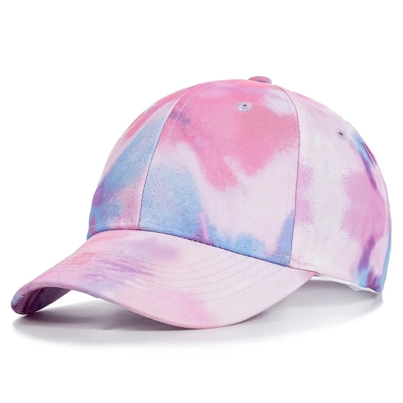 Tie-Dye Baseball Cap Multicolor Irregular Print Streetwear Outdoor Hat-Women's Caps-Arimonz-Pink-21-23in-Arimonz