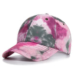 Tie-Dye Baseball Cap Multicolor Irregular Print Streetwear Outdoor Hat-Women's Caps-Arimonz-Rose Red-21-23in-Arimonz