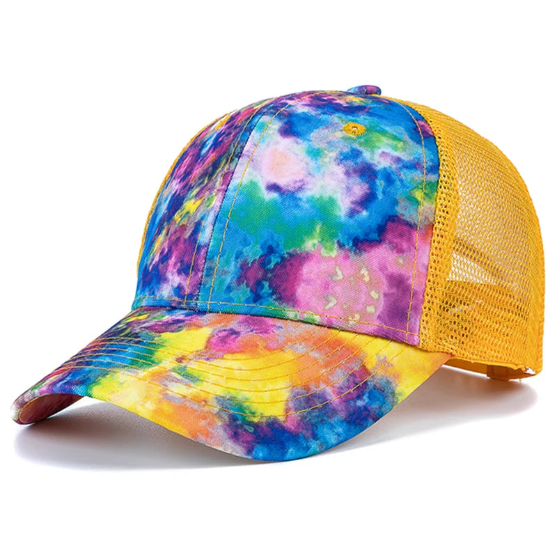 Tie-Dye Baseball Cap Multicolor Irregular Print Streetwear Outdoor Hat-Women's Caps-Arimonz-Yellow 2-21-23in-Arimonz