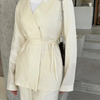 Tie-Front Two Piece Outfit Wide Leg and Blazer Suit Spring Office Chic-Wear To Work Sets-Arimonz-Arimonz