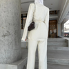 Tie-Front Two Piece Outfit Wide Leg and Blazer Suit Spring Office Chic-Wear To Work Sets-Arimonz-Arimonz