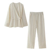 Tie-Front Two Piece Outfit Wide Leg and Blazer Suit Spring Office Chic-Wear To Work Sets-Arimonz-Beige Suit-XS-Arimonz
