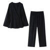 Tie-Front Two Piece Outfit Wide Leg and Blazer Suit Spring Office Chic-Wear To Work Sets-Arimonz-Black Suit-XS-Arimonz