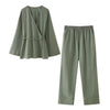 Tie-Front Two Piece Outfit Wide Leg and Blazer Suit Spring Office Chic-Wear To Work Sets-Arimonz-Light Green Suit-XS-Arimonz