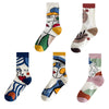 Trendy Personality Tide 5 Pairs Graffiti Unisex Cotton Couple Socks-Socks & Tights-Arimonz-Arimonz