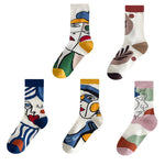 Trendy Personality Tide 5 Pairs Graffiti Unisex Cotton Couple Socks-Socks & Tights-Arimonz-As picture-Size 5-10-Arimonz