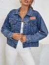 Turn-down Collar Loose Denim Jacket Single Breasted Casual Jean Jacket-Jean Jackets-Arimonz-Chaohua Dark Blue-S-Arimonz