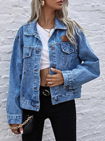 Turn-down Collar Loose Denim Jacket Single Breasted Casual Jean Jacket-Jean Jackets-Arimonz-Arimonz