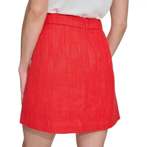 Tweed Button Mini Skirt High-Waist Skirt for Casual Dressy Look-Skirts-Arimonz-Arimonz