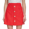 Tweed Button Mini Skirt High-Waist Skirt for Casual Dressy Look-Skirts-Arimonz-Red-US 6 S-Arimonz