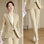 Two-piece Trouser Pants and Suit Jacket Stylish Professional Suit Set-Wear To Work Sets-Arimonz-Apricot Coat-pant-S-Arimonz