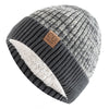 Unisex Two-Tone Winter Hat Fur-Lined Fashion Beanie Knitted Cap-Winter Hats-Arimonz-Arimonz