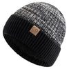 Unisex Two-Tone Winter Hat Fur-Lined Fashion Beanie Knitted Cap-Winter Hats-Arimonz-Arimonz